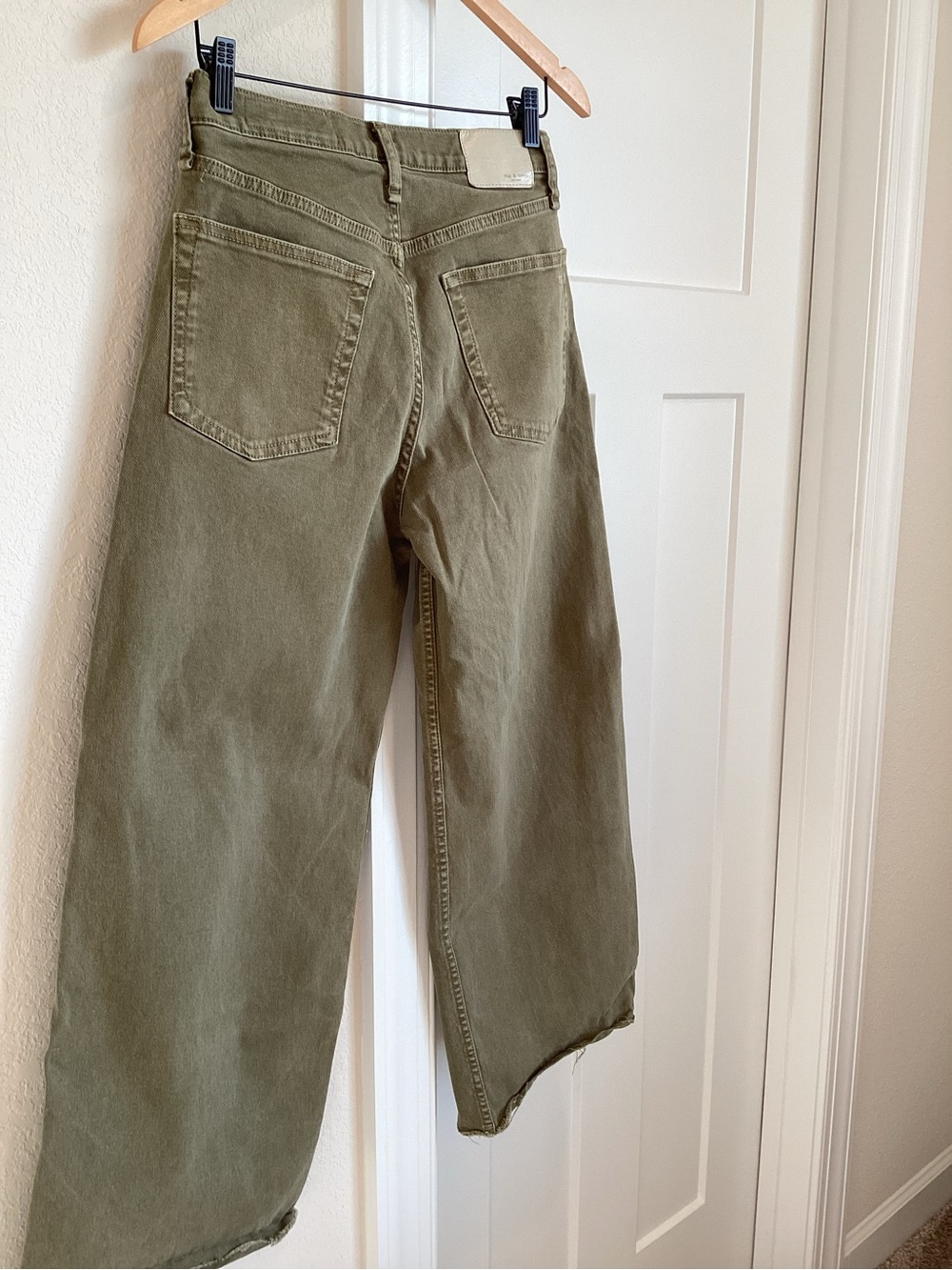 Rag & Bone Wide Leg Ankle Jeans Andi Raw Hem High Rise 27 Olive Army Green Sage - Picture 8 of 12